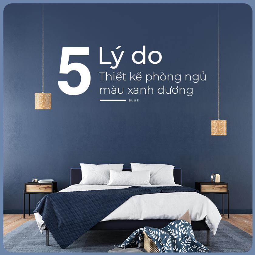Liên tưởng đến phòng ngủ màu xanh dương với sự tươi mới và yên bình