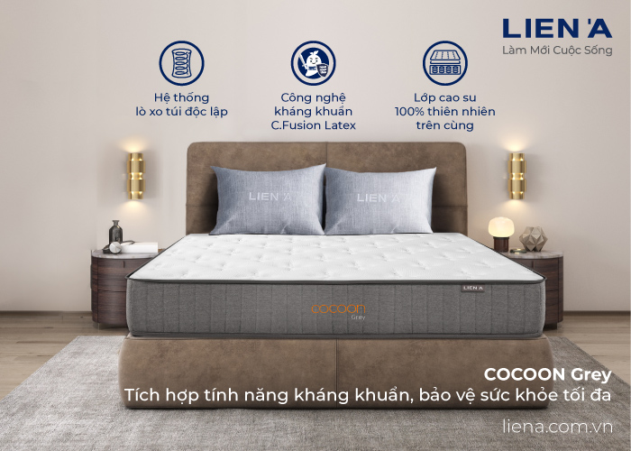 đệm lò xo giường đơn cocoon grey